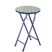 Zaer Ltd. International "Nantucket" 23in. Tall Mosaic Folding Plant Stand - White/Yellow/Blue ZR850716 View 7