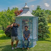 Zaer Ltd. International 10ft. Tall Asian-Inspired Iron Garden House Gazebo in Baby Blue "Dynasty" ZR230418-LB View 7