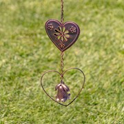 Zaer Ltd International 96.25" Long Antique Bronze Iron Rain Chain with Hearts & Bell Accents ZR235176 View 7