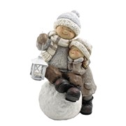 Zaer Ltd. International Set of 2 Tushka Figurines with Lanterns Playing in Snow "Snow Day" ZR960394-SET View 8