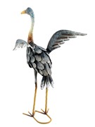 Zaer Ltd International 30" Tall Set of 2 Painted Iron Blue Crane Figurines ZR801002-SET View 8