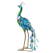 Zaer Ltd. International 22" Tall Set of 2 Metallic Painted Iron Peacock Figurines ZR801004-SET View 8