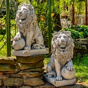 Zaer Ltd International Pre-Order: S/2 26.5"T. Magnesium Lion Sentry Statues in Grey "Marloni & Antonio" ZR560270-GY View 8