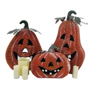 Zaer Ltd. International Set of 3 Metal Jack-O-Lantern Candleholder Decorations ZR090340-SET View 8