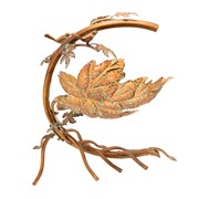 Zaer Ltd International Pre-Order: 29" Tall Antique Copper Maple Leaf Birdbath with Birds ZR180154-CP View 8