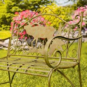 Zaer Ltd International Classic Iron Bench with Elk & Evergreen Silhouette "The Highlands" ZR220861-GR View 8