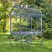 Zaer Ltd. International Pre-Order: 82"T. Iron Flower Cart with Curved Roof in Cobalt Blue "Paris 1968" ZR200200-BL View 8