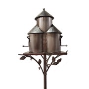 Zaer Ltd. International 74.25" Tall Plump Cylinder Triple Birdhouse Stake with Conical Roof in Silver ZR200251-SV View 8