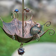 Zaer Ltd. International Pre-Order: Set of 6 Animal Hanging Umbrella Birdfeeder Wind Chimes in Copper ZR777107-CPS View 8