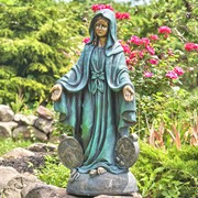 Zaer Ltd International 36" Tall Mother Mary Garden Statue in Antique Bronze ZR551360-BZ View 8