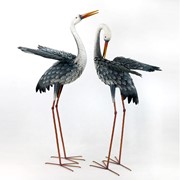 Zaer Ltd. International Set of Two 44" Tall Blue and White Metal Egret Garden Figurines ZR217081-SET View 8