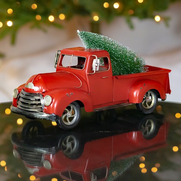 Oarencol Christmas Women's Pajama Shorts Red Truck Tree Pickup