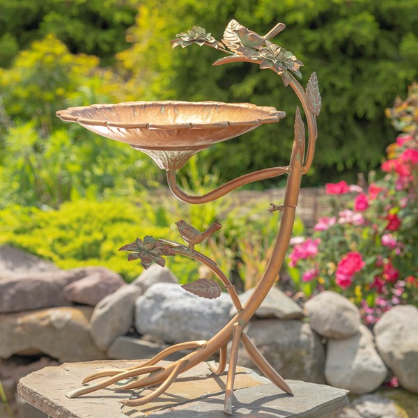 Galvanized Scallop Edge Birdbath with shops Birds