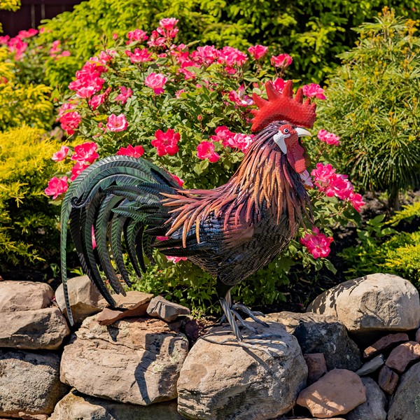 28 Tall Painted Iron Rooster Decoration Brooks
