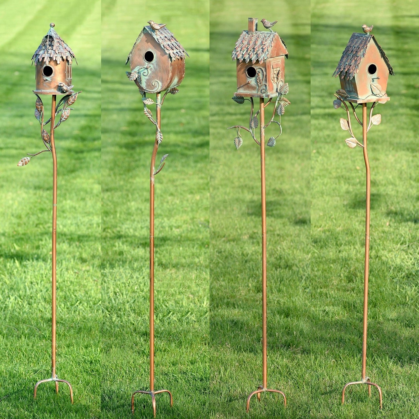 SET OF 4 ASST STYLE BIRDHOUSE STAKES